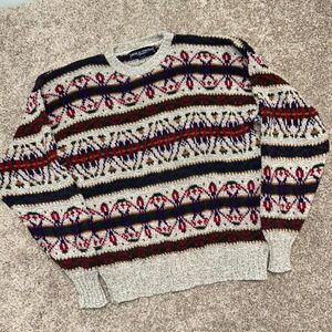 Vintage American Portrait Crewneck Sweater Fair Isle Men XL‎ Made In USA Cotton